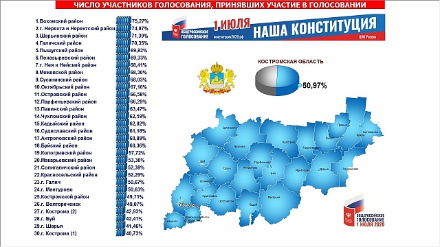 Галичане активней всех в области поддержали поправки, предложенные для внесения в Конституцию РФ